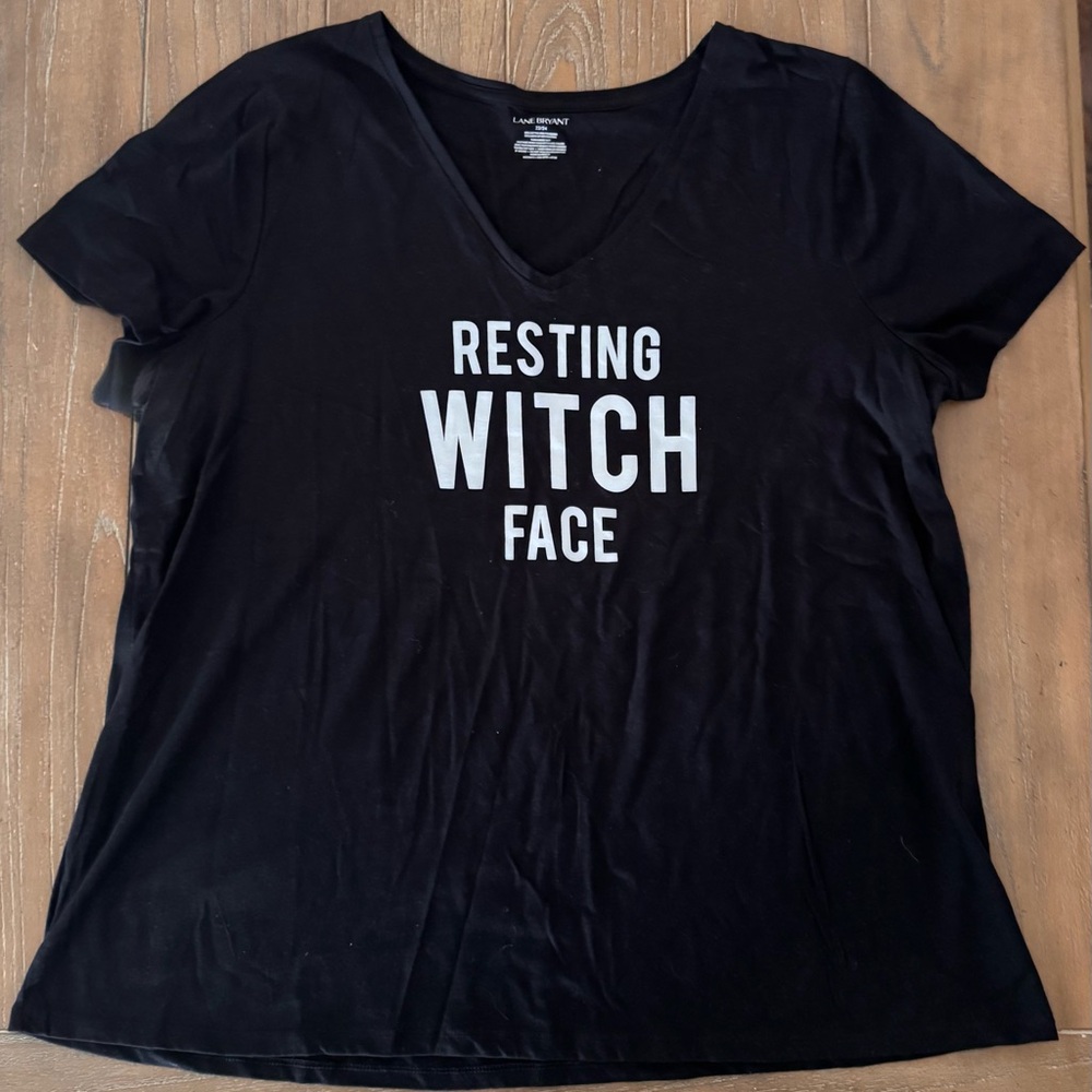 Lane Bryant Black V-Neck Graphic Tee